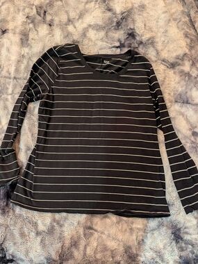 a.n.a Black Stripe Long-Sleeve Tee